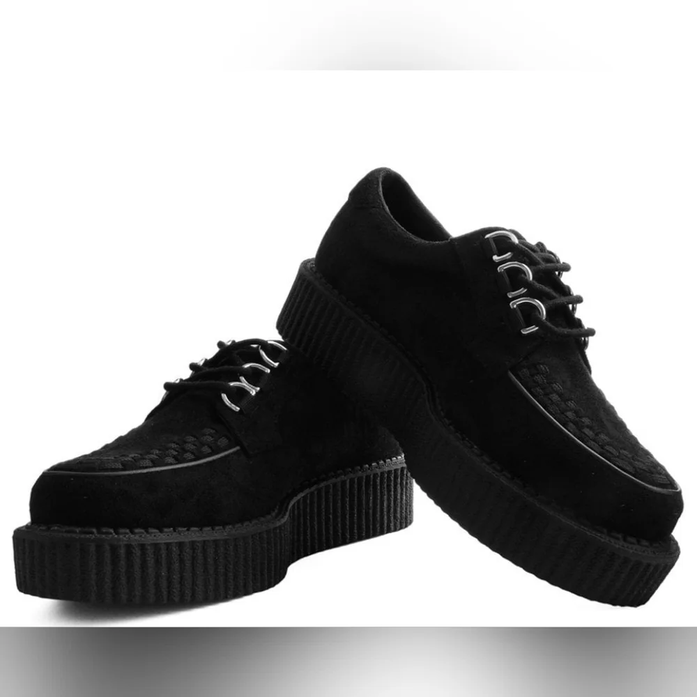 Black Faux Suede Anarchic Creeper - Picture 2 of 5